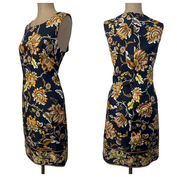 Kobi Halperin Mini Dress Small Tina Navy Blue Floral Sleeveless Silk Sheath - Picture 4 of 5